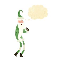 cartoon santa claus with thought bubble N15