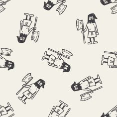 executioner people doodle seamless pattern background