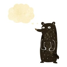 funny cartoon black bear with thought bubble N2