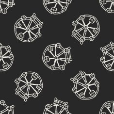 Ferris wheel doodle seamless pattern background N3