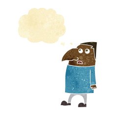 cartoon worried man with thought bubble N14