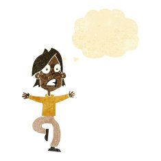 cartoon panicking man with thought bubble N2