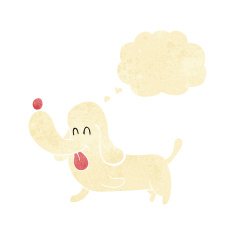 cartoon happy dog with thought bubble N10