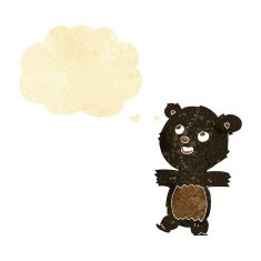 cartoon black bear with thought bubble N6
