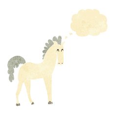 cartoon horse with thought bubble N4