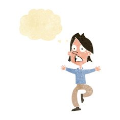 cartoon panicking man with thought bubble N3