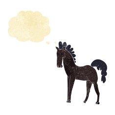 cartoon horse with thought bubble N5