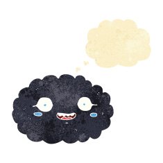 happy cartoon cloud with thought bubble N2