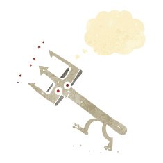 cartoon devil fork with thought bubble N2