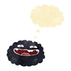 happy cartoon cloud with thought bubble N3