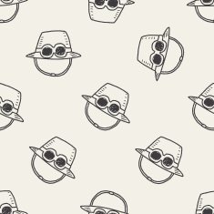hat doodle seamless pattern background N2