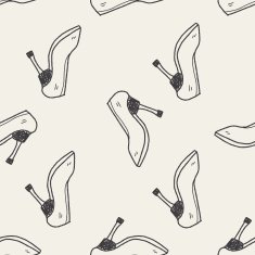 High-heeled shoes doodle seamless pattern background