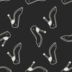 High-heeled shoes doodle seamless pattern background N2