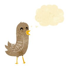 cartoon happy bird with thought bubble N2
