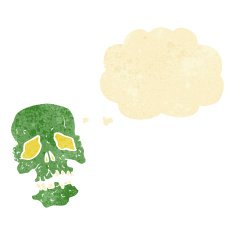 cartoon skull with thought bubble N3