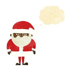 cartoon happy santa claus with thought bubble N2