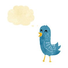 cartoon happy bird with thought bubble N3