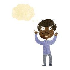 cartoon happy boy with thought bubble N21