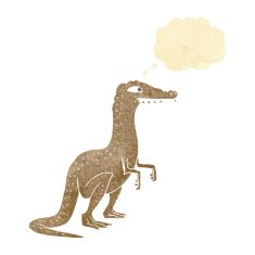 cartoon dinosaur with thought bubble N4