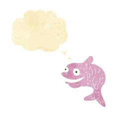 cartoon happy fish with thought bubble N5