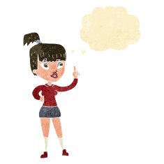 cartoon attractive girl with idea thought bubble N2