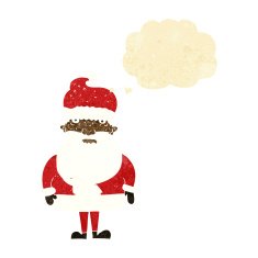 cartoon santa claus with thought bubble N17