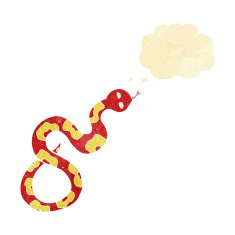 cartoon snake with thought bubble N4