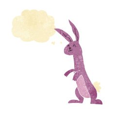 cartoon rabbit with thought bubble N11
