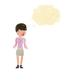 cartoon confused woman with thought bubble N12