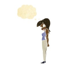 cartoon pretty woman with thought bubble N27
