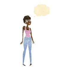cartoon pretty woman with thought bubble N28