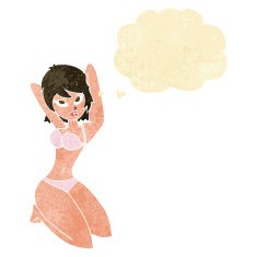 cartoon sexy woman posing with thought bubble N2