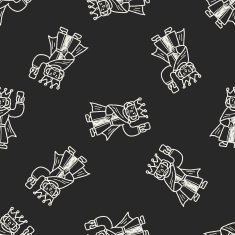 king doodle seamless pattern background N11