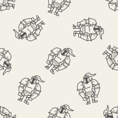 knight doodle seamless pattern background N10