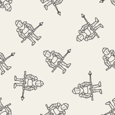knight doodle seamless pattern background N15