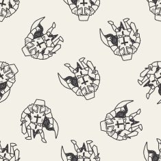 knight doodle seamless pattern background N16
