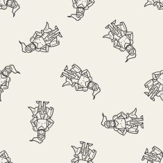 knight doodle seamless pattern background N17