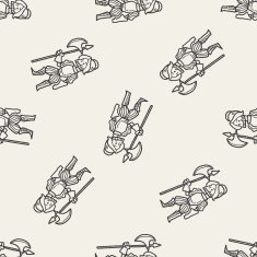 knight doodle seamless pattern background N18