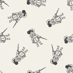 knight doodle seamless pattern background N19
