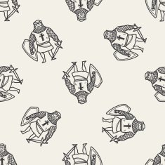 knight doodle seamless pattern background N20