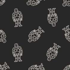 knight doodle seamless pattern background N22