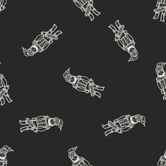 knight doodle seamless pattern background N25