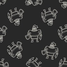 knight doodle seamless pattern background N26