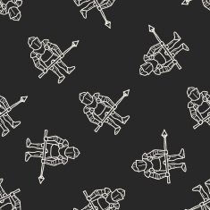 knight doodle seamless pattern background N29