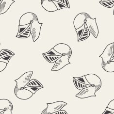 knight helmet doodle seamless pattern background N3