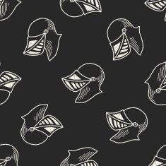 knight helmet doodle seamless pattern background N5