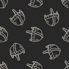 knight helmet doodle seamless pattern background N6