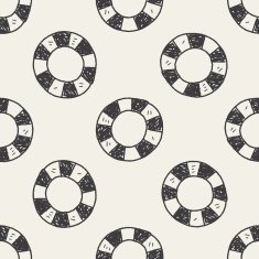 Lifebuoy doodle seamless pattern background N4