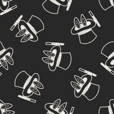 magic rabbit doodle drawing seamless pattern background N3