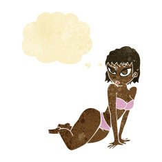 cartoon sexy woman in underwear with thought bubble N4
